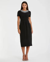 Rhinestone Neckline Dress